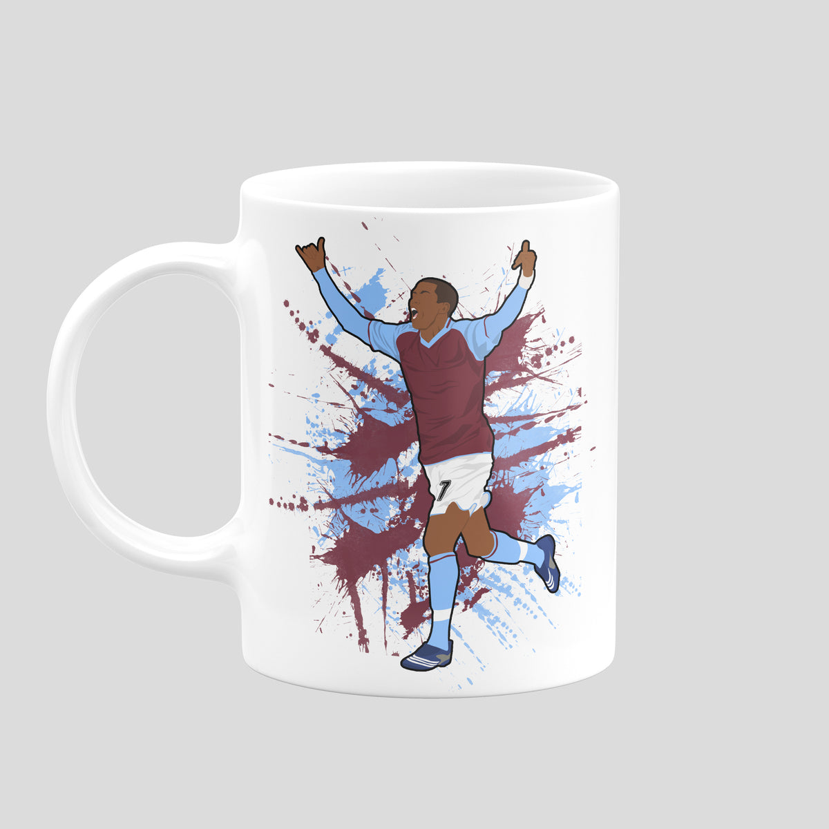 Ashley Young Aston Villa mug with original football illustration