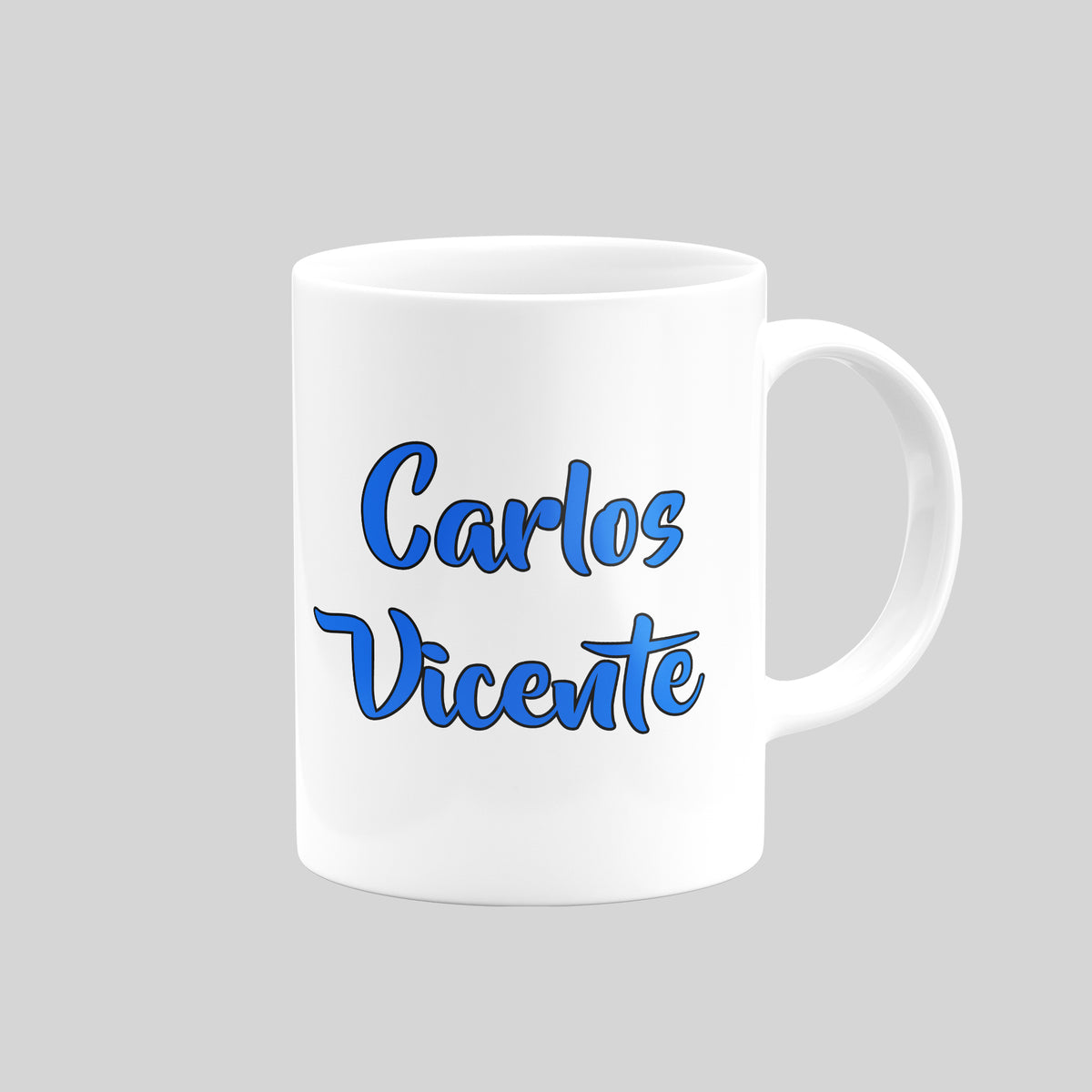 Reverse of Carlos Vicente Birmingham City mug showing his name