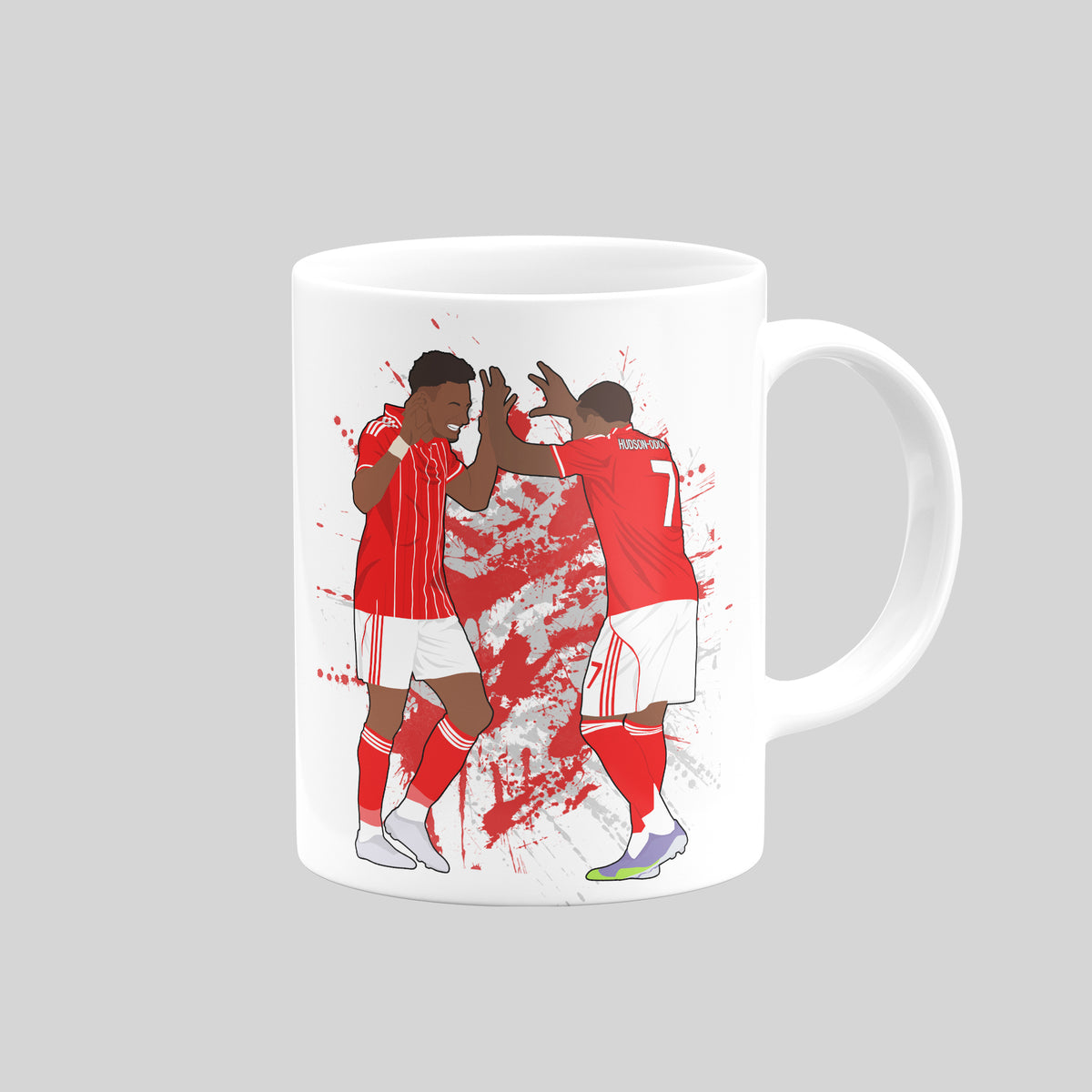 Reverse of Dan Ndoye & Callum Hudson-Odoi Nottingham Forest mug showing the player artwork