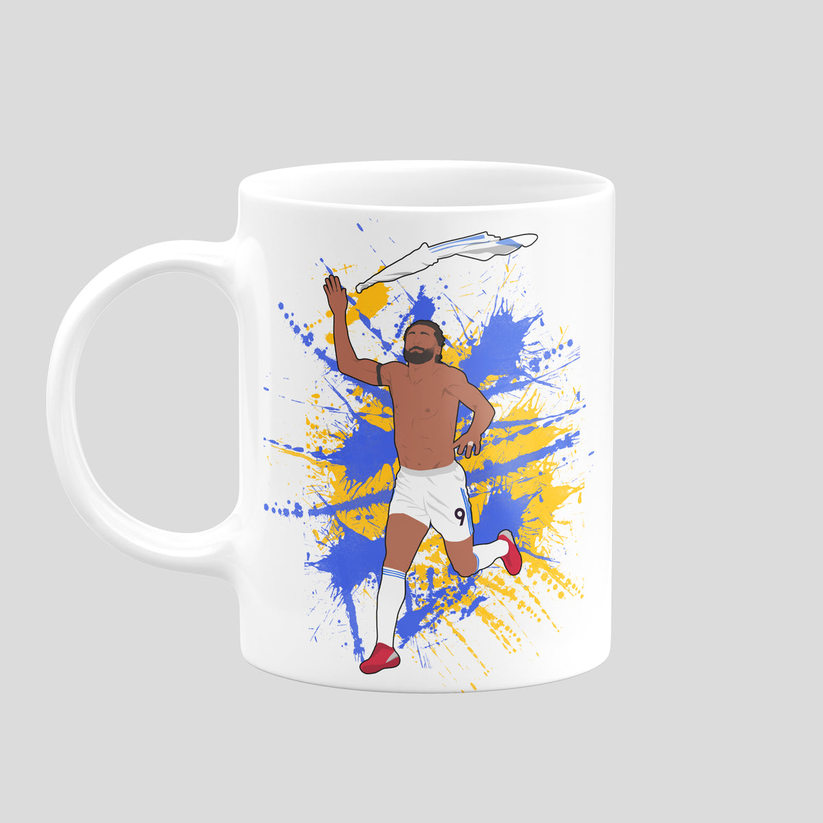 Dominic Calvert-Lewin Leeds United mug with original football illustration