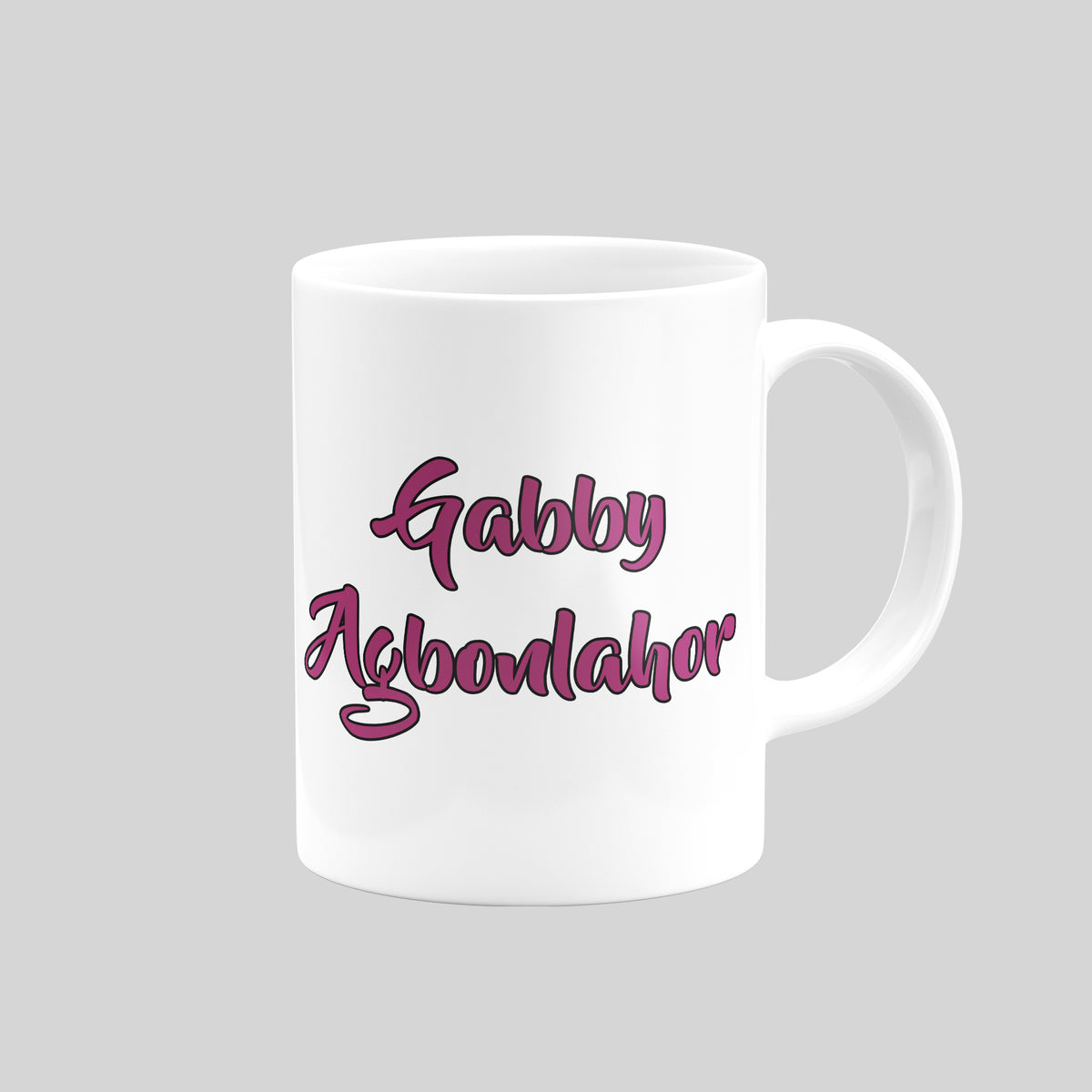 Reverse of Gabby Agbonlahor Aston Villa mug showing his name