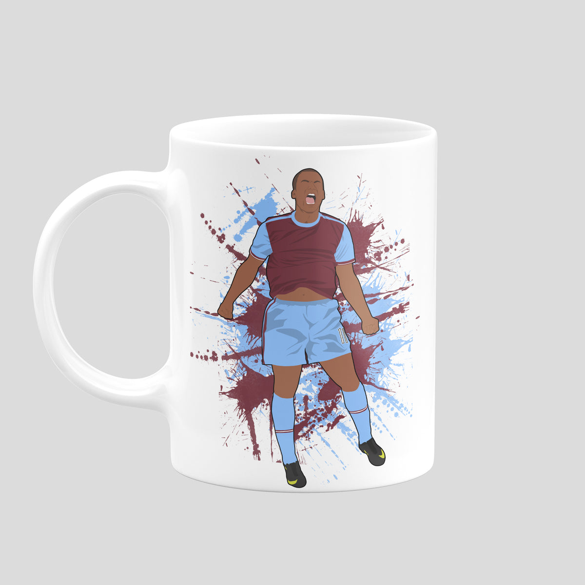 Gabby Agbonlahor Aston Villa mug with original football illustration