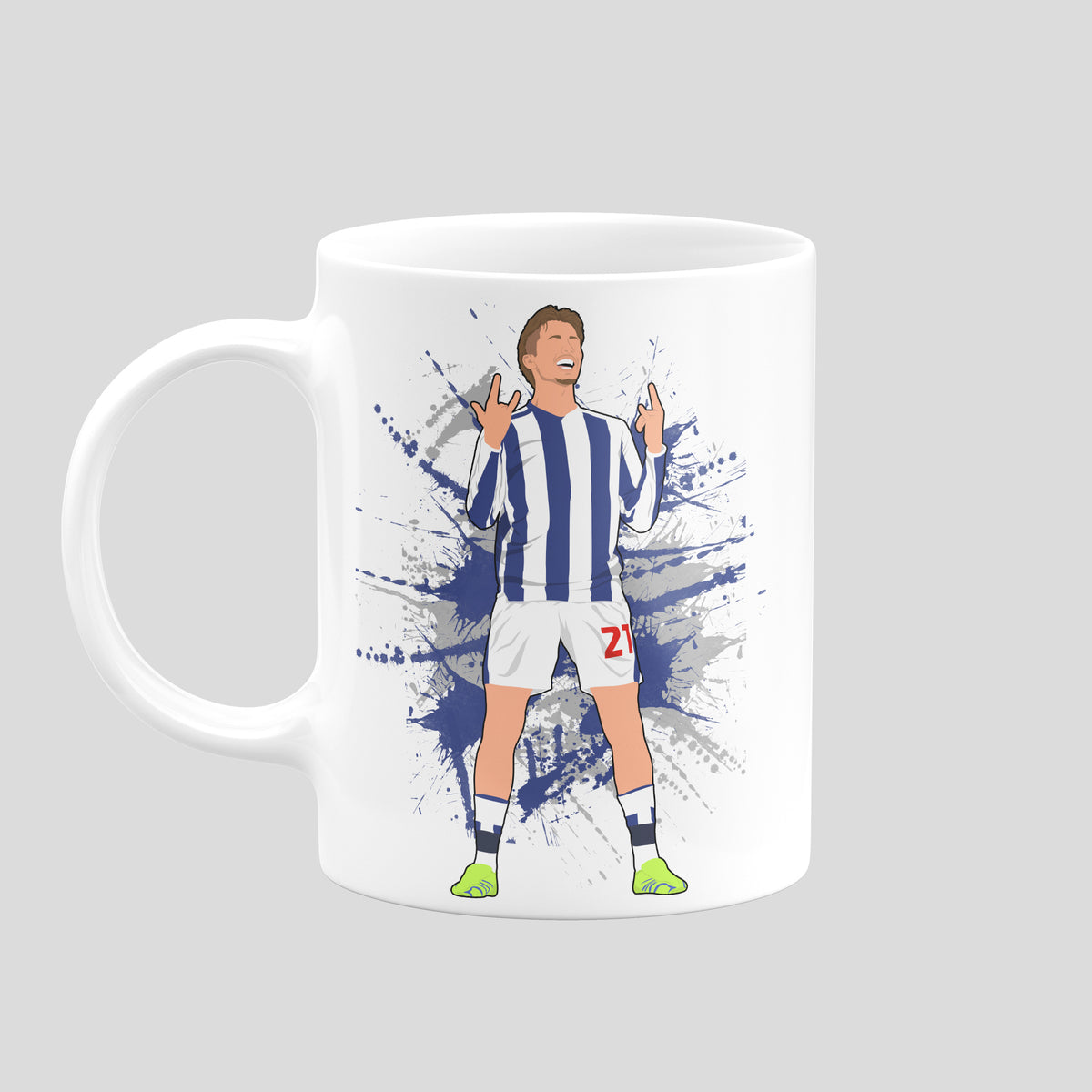 Isaac Price West Brom mug with original football illustration
