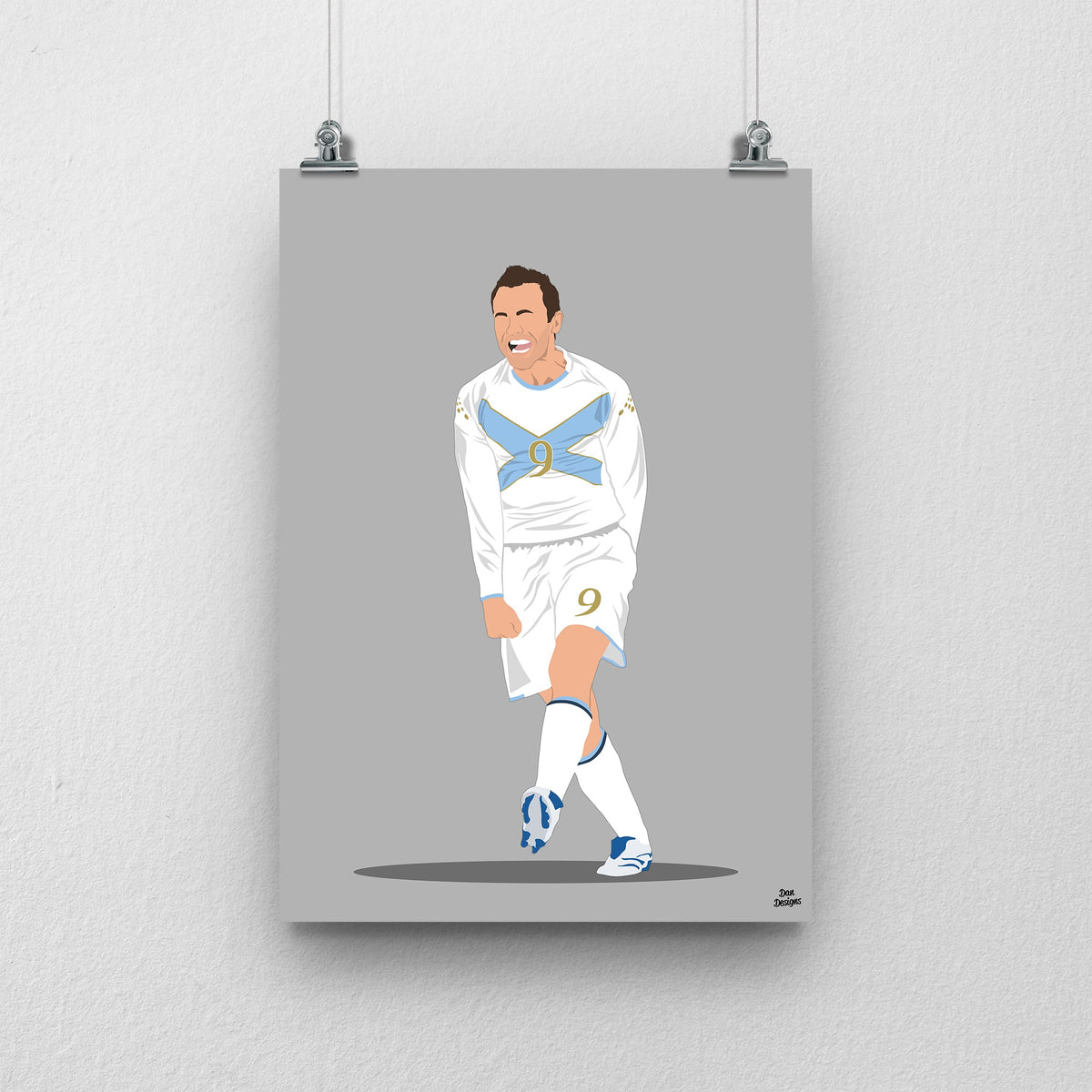James McFadden Scotland print celebrating his goal against France in 2007, grey design