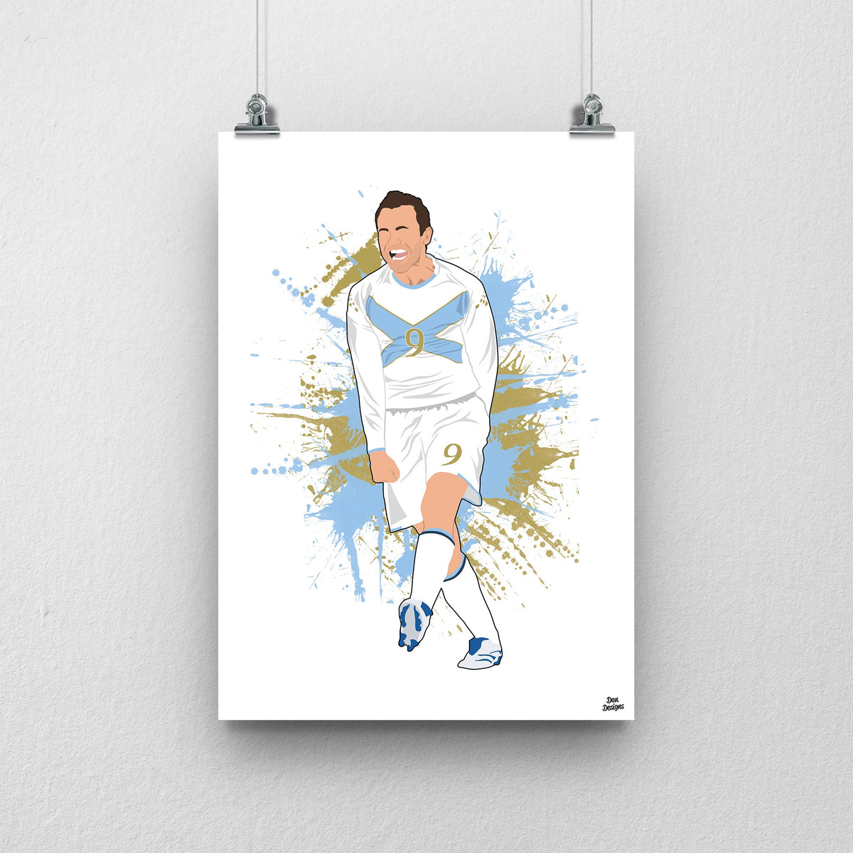 James McFadden Scotland print celebrating his goal against France in 2007, paint splatter design