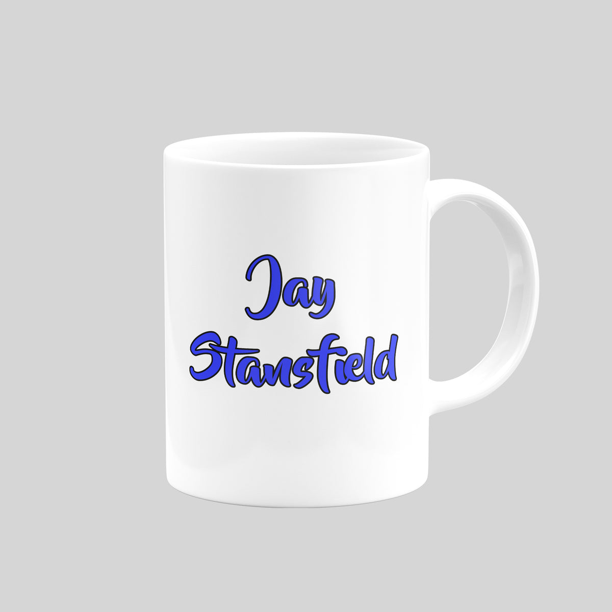 Reverse of Jay Stansfield Birmingham City mug showing his name
