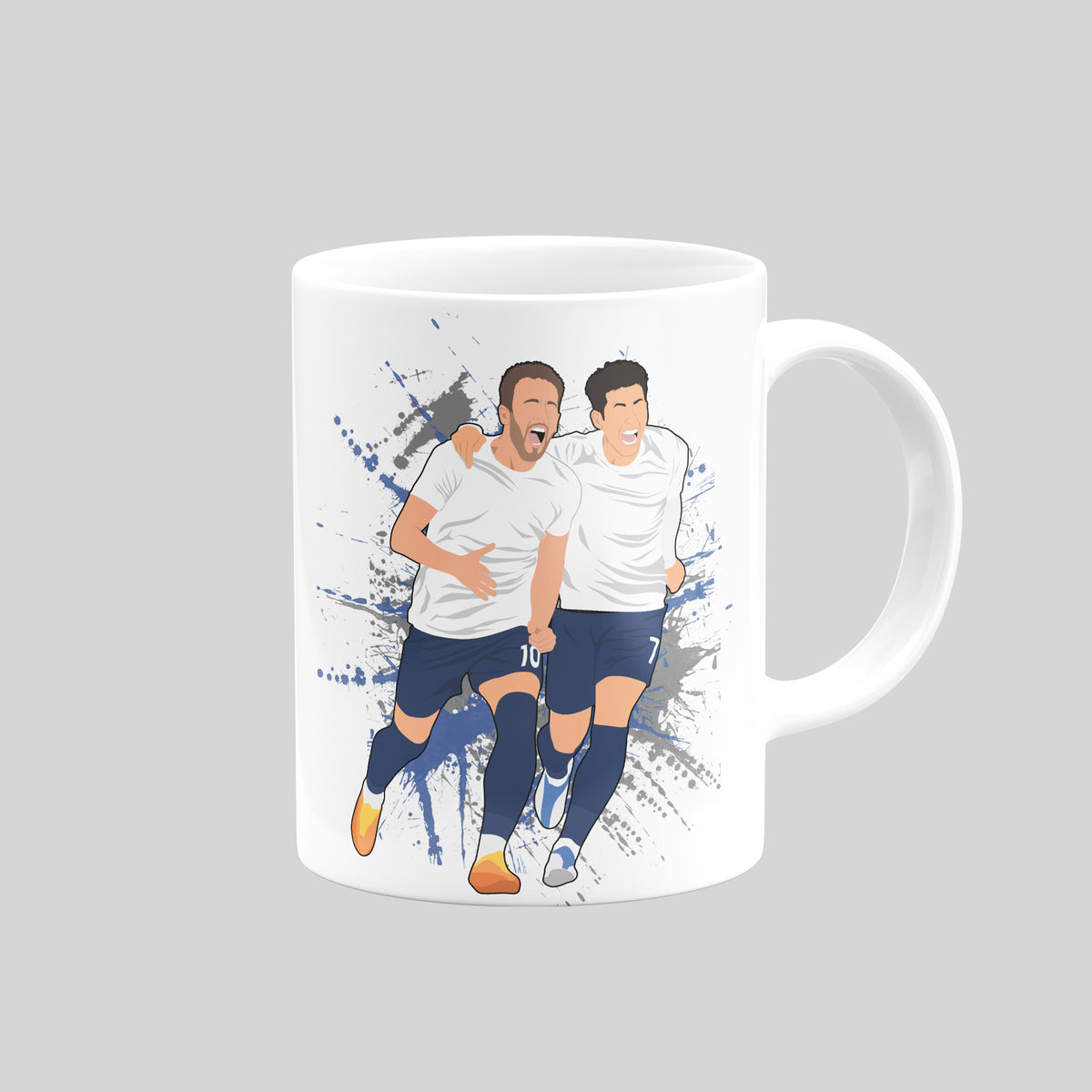 Reverse of Harry Kane and Heung-Min Son Tottenham mug showing the pair celebrating together