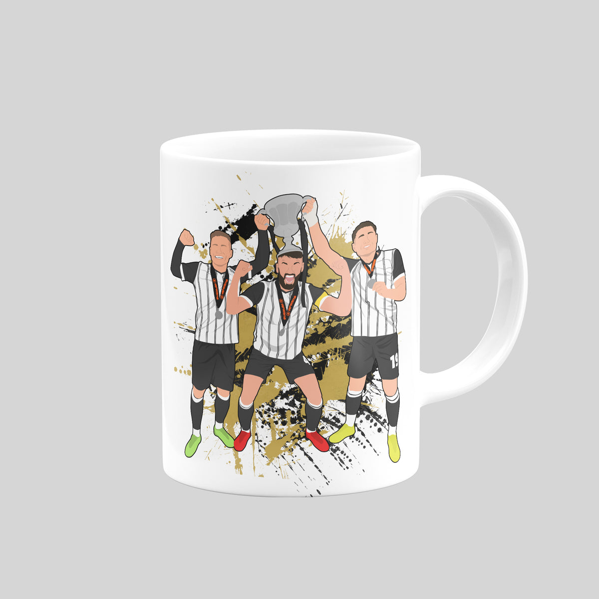 Reverse of Langstaff, Cameron & Scott Notts County mug showing the player artwork