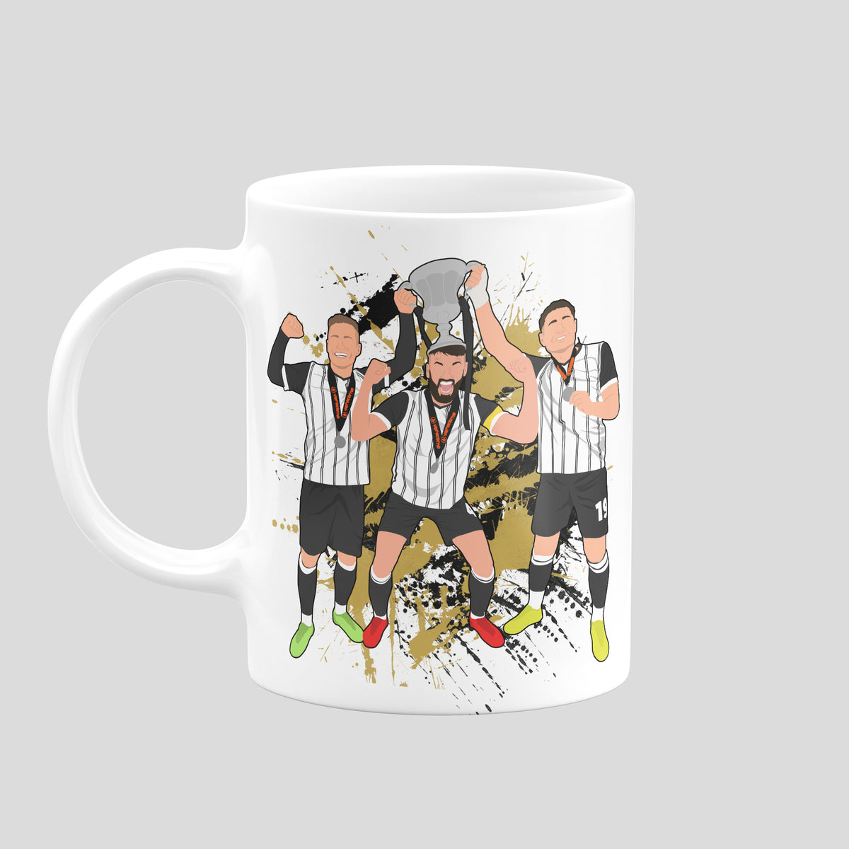Langstaff, Cameron & Scott Notts County mug with original football illustration