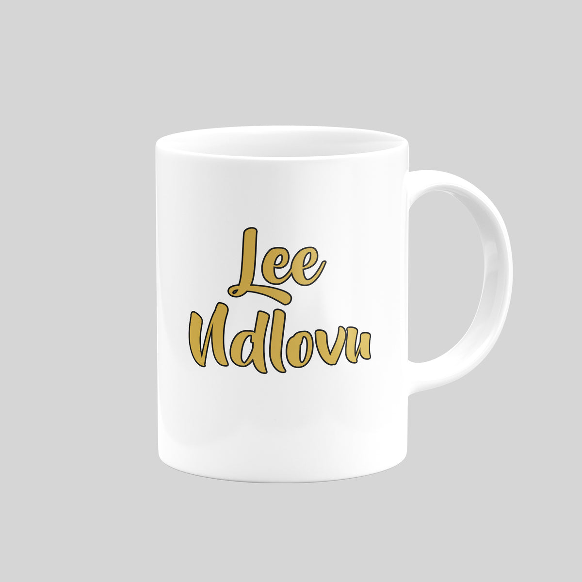 Reverse of Lee Ndlovu Notts County mug showing his name