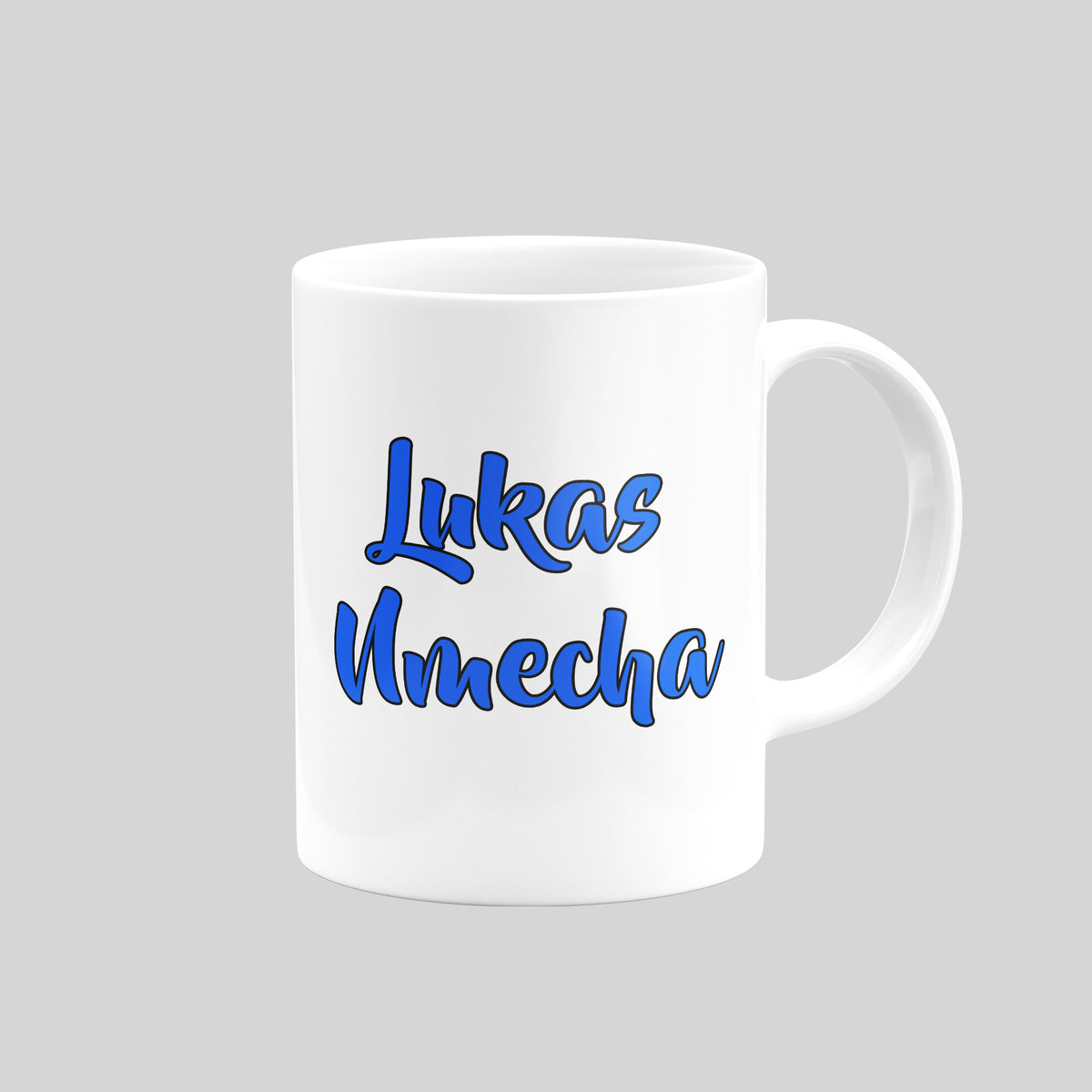 Reverse of Lukas Nmecha Leeds United mug showing his name