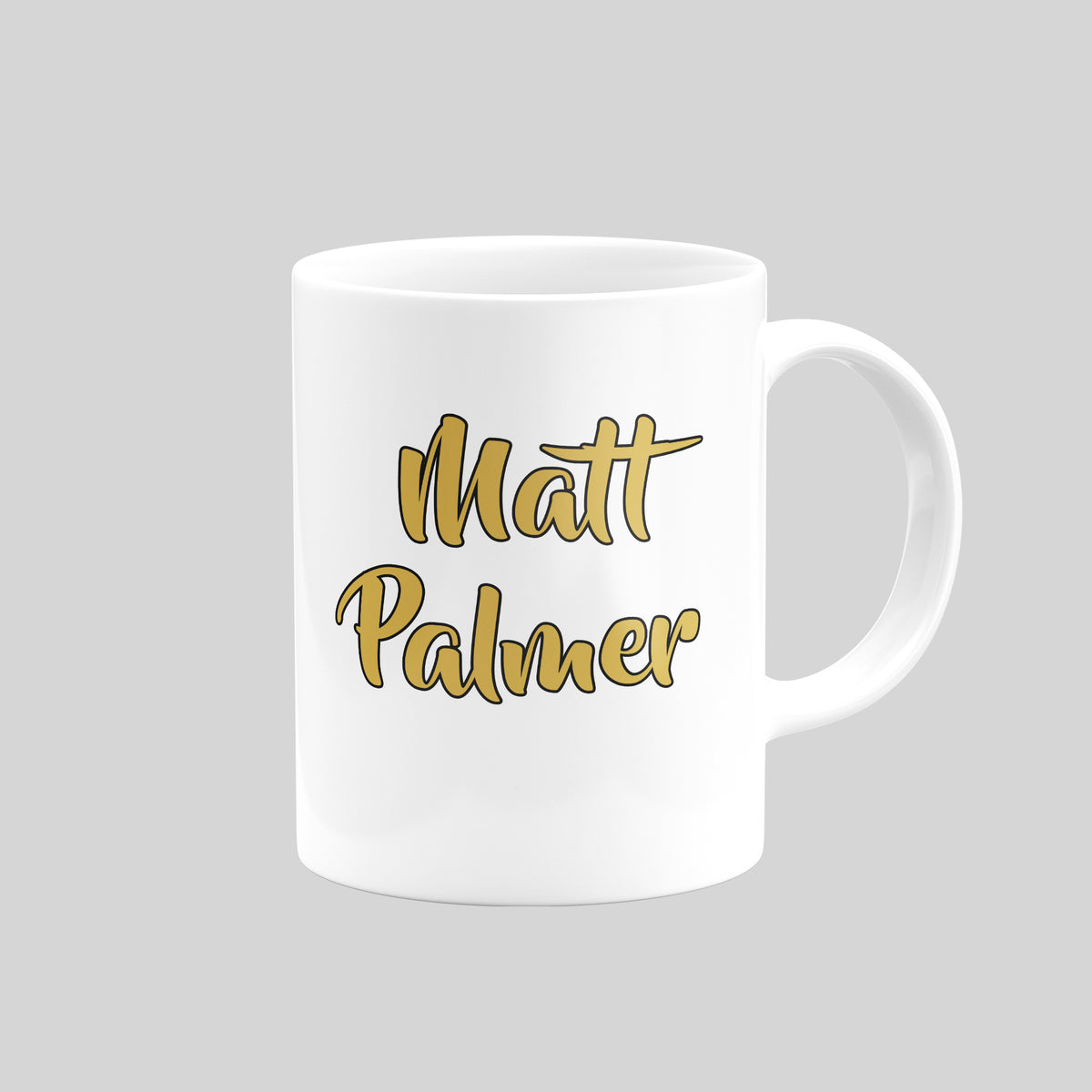 Reverse of Matt Palmer Notts County mug showing his name