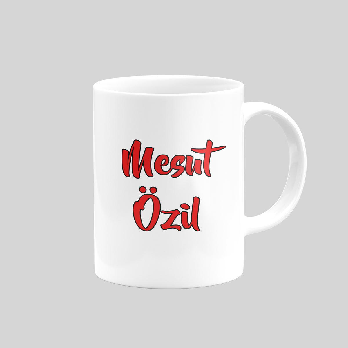 Reverse of Mesut Özil Arsenal mug showing his name