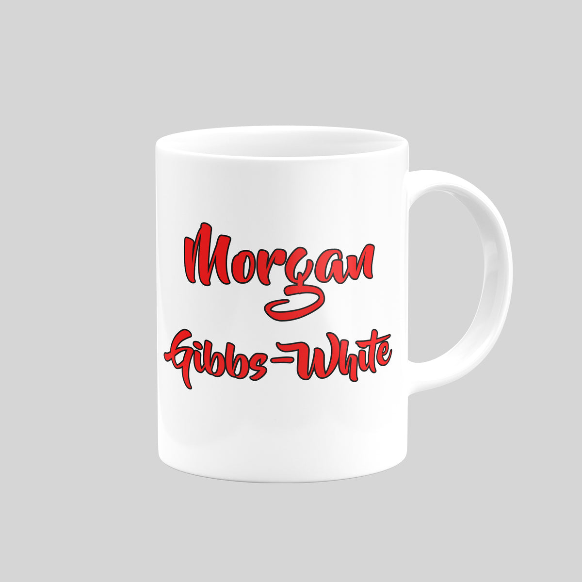 Reverse of Morgan Gibbs-White Nottingham Forest mug showing his name