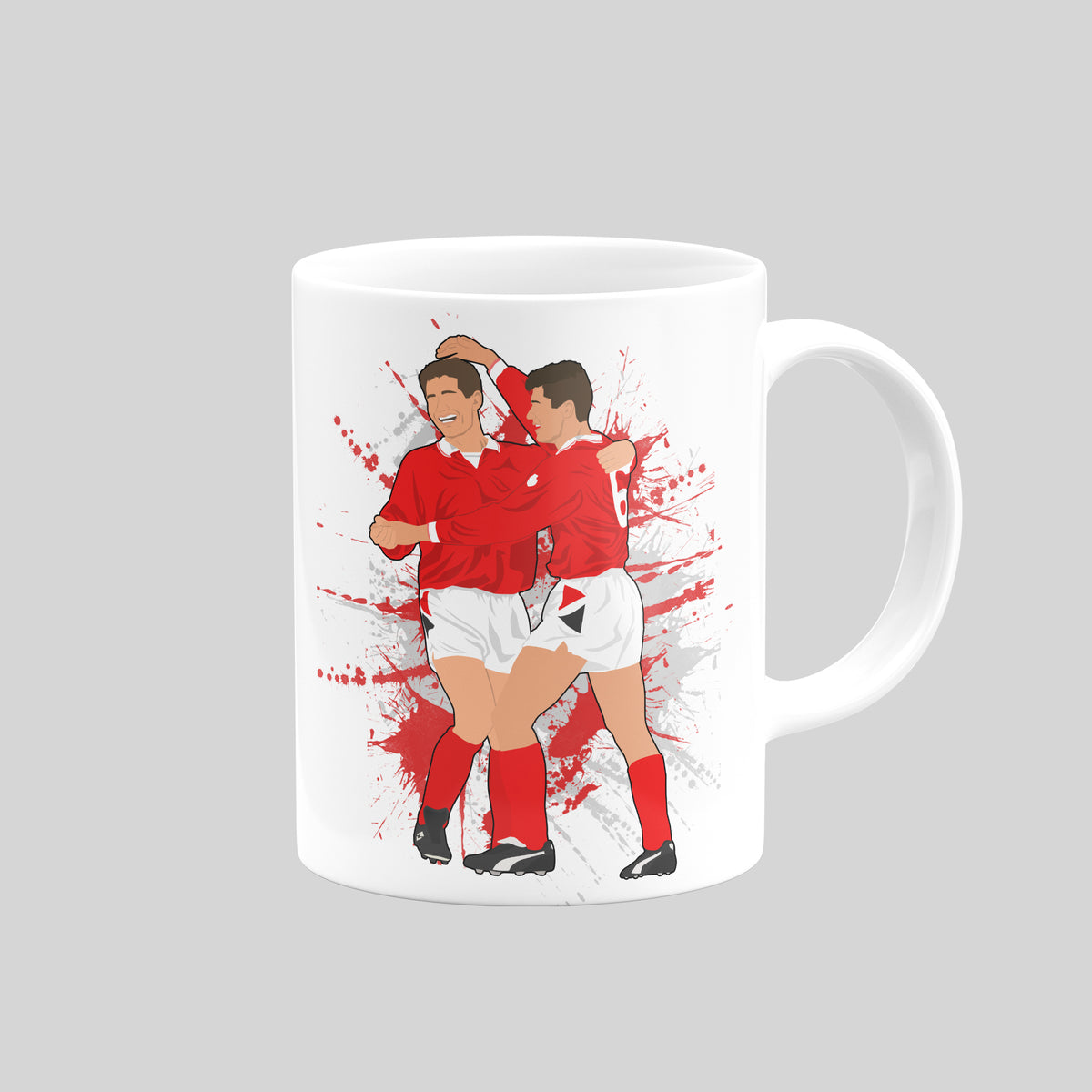 Reverse of Nigel Clough & Roy Keane Nottingham Forest mug showing the player artwork