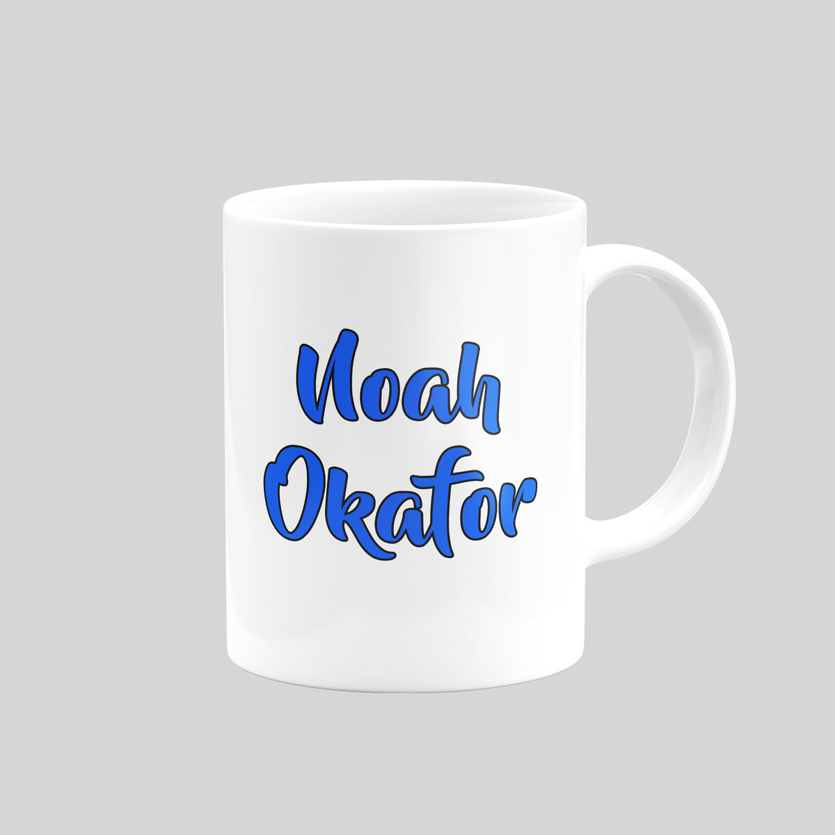 Reverse of Noah Okafor Leeds United mug showing his name