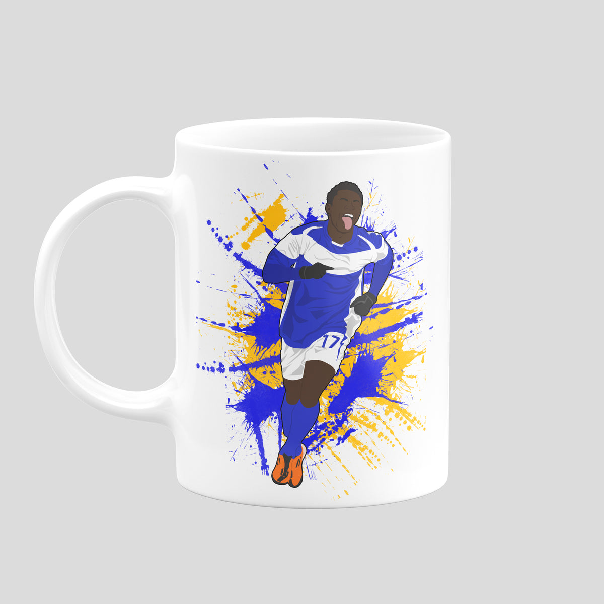 Obafemi Martins Birmingham City mug with original football illustration