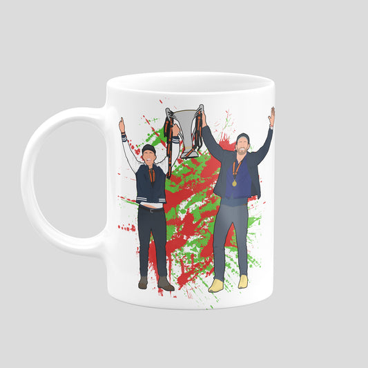 Rob McElhenney and Ryan Reynolds Wrexham mug – original trophy celebration artwork