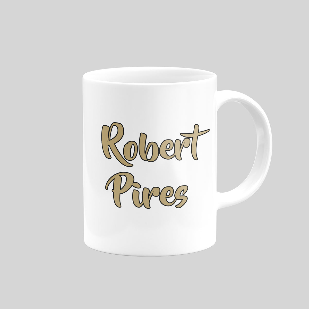 Reverse of Robert Pires Arsenal mug showing his name