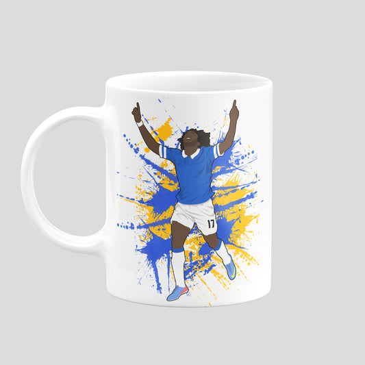 Romelu Lukaku Everton mug – original football artwork