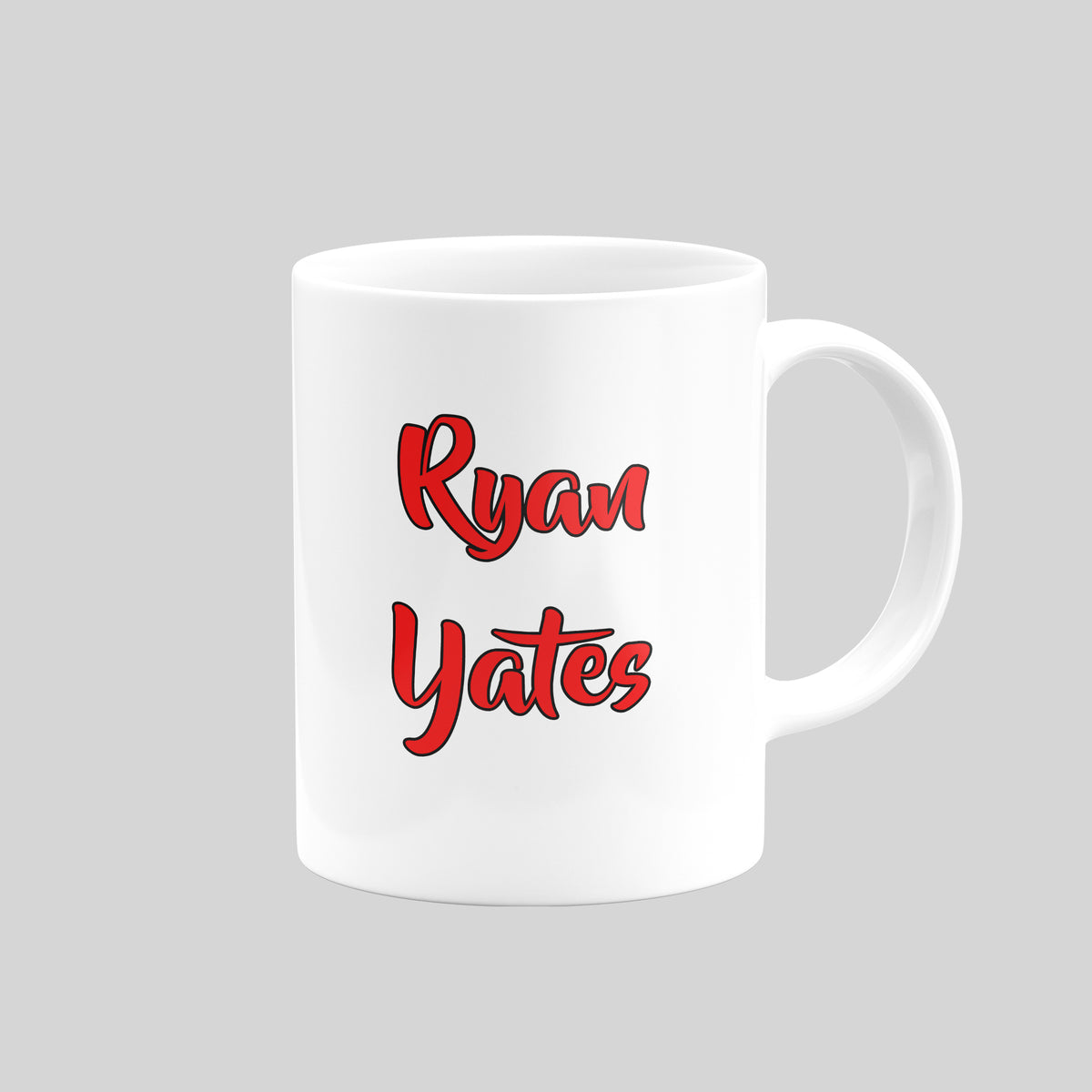 Reverse of Ryan Yates Nottingham Forest mug with name lettering