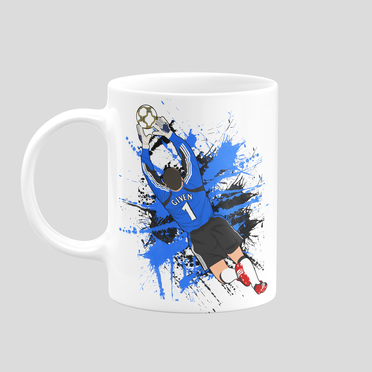 Shay Given Newcastle United mug with original football illustration