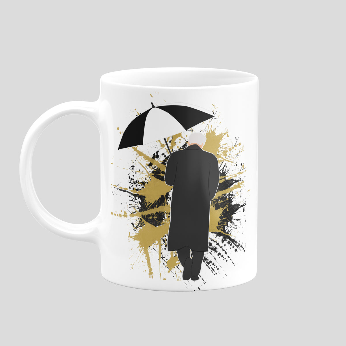 Sir Bobby Robson Newcastle United mug with original umbrella illustration