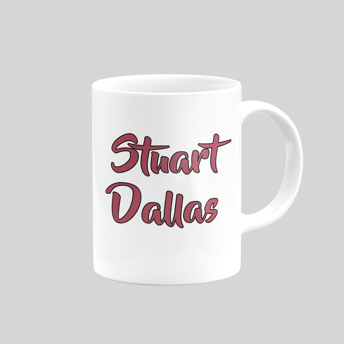 Reverse of Stuart Dallas Leeds United mug showing his name