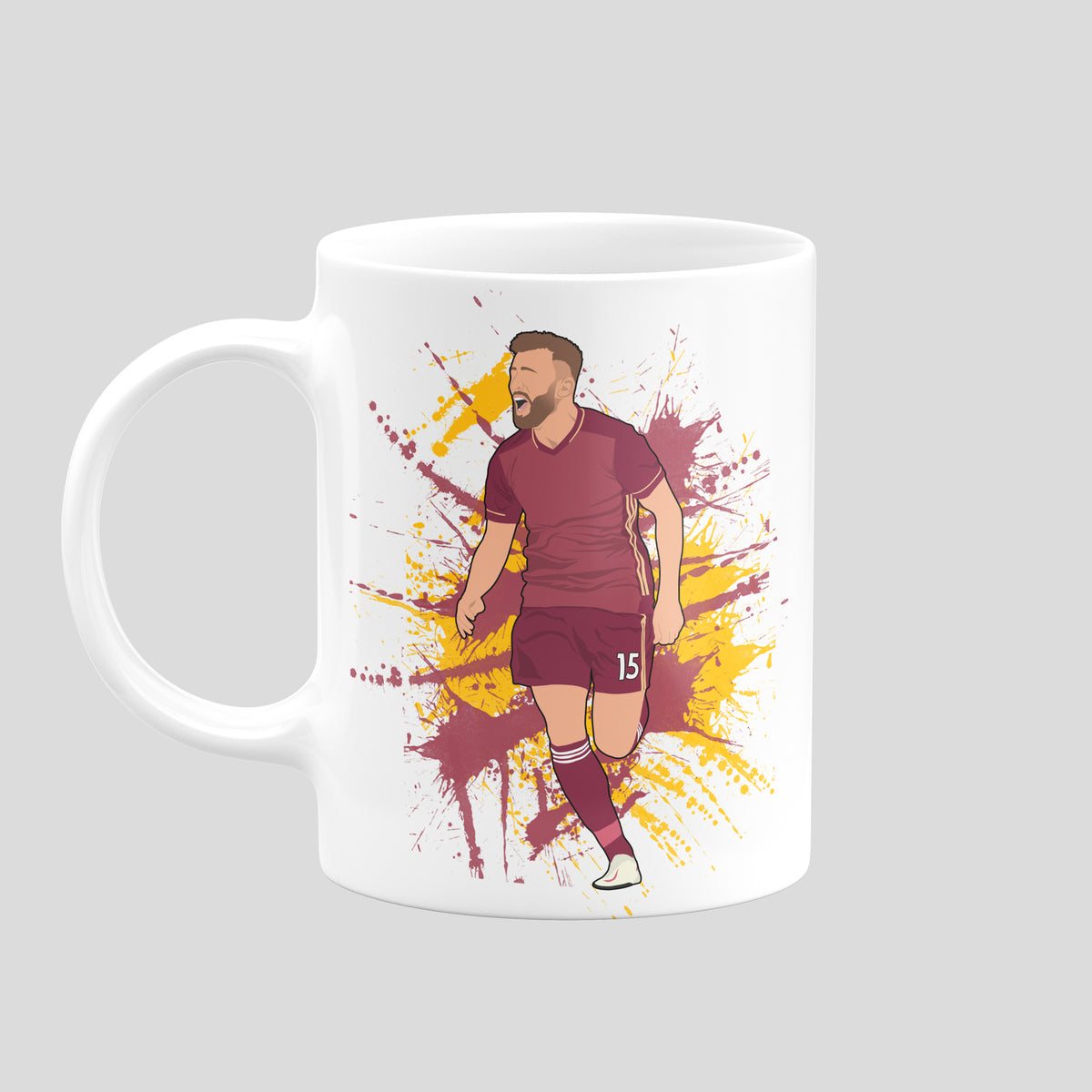 Stuart Dallas Leeds United mug with original football illustration