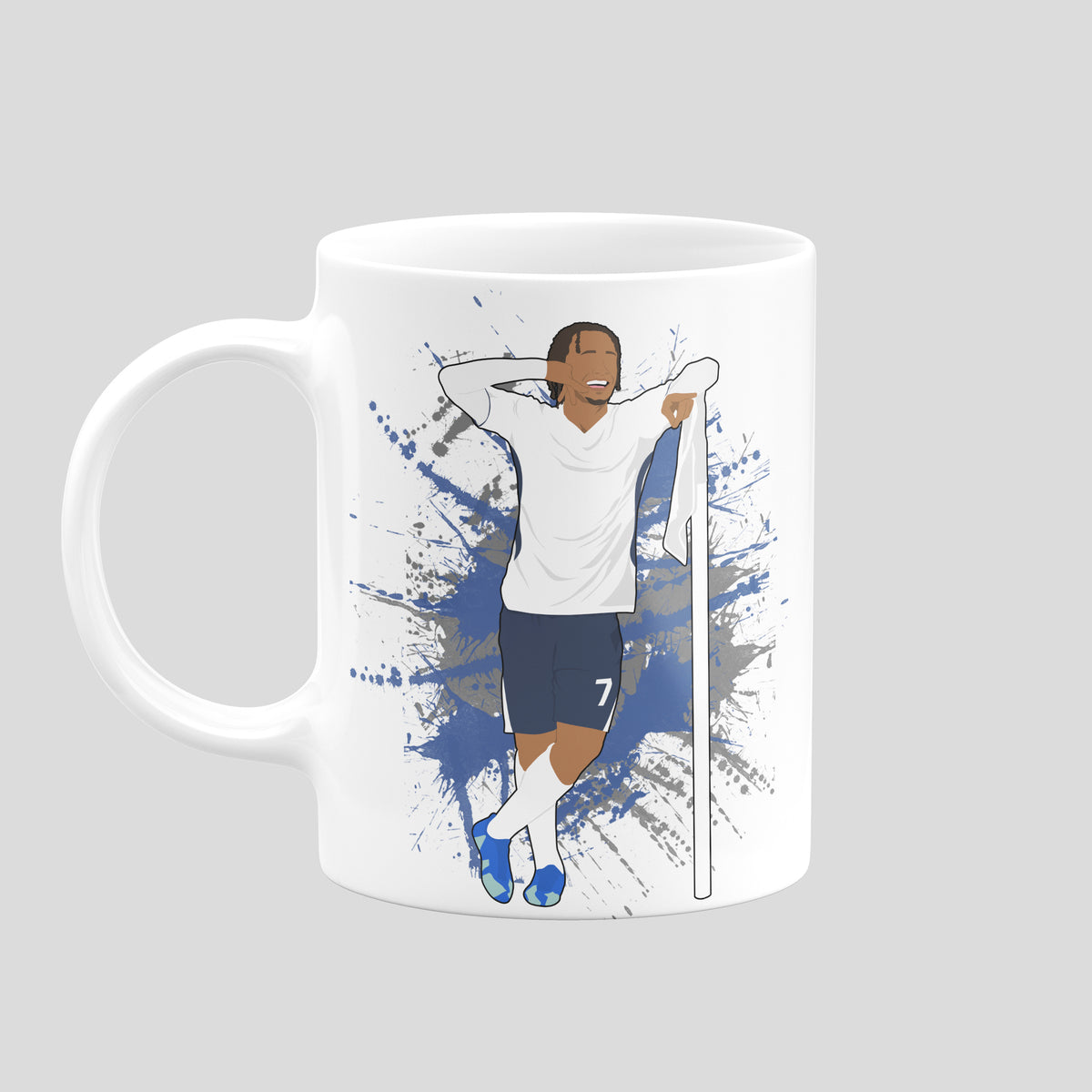 Xavi Simons Tottenham football mug with original player illustration